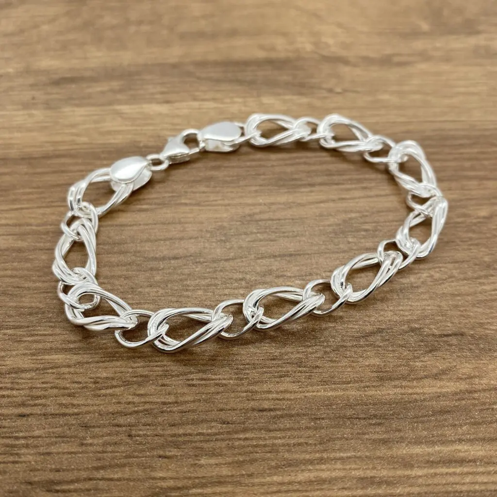 Silver chain link bracelet jewelry.