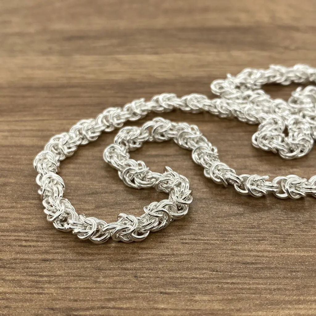 Silver Byzantine chain necklace jewelry.