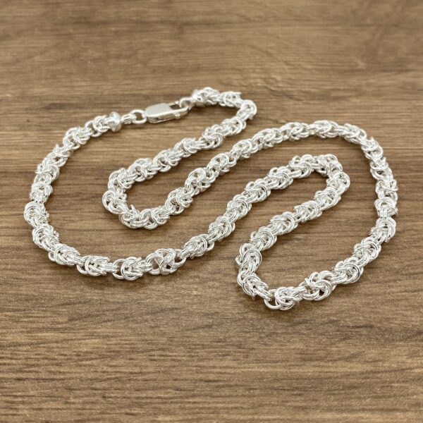 Silver Byzantine chain necklace jewelry.