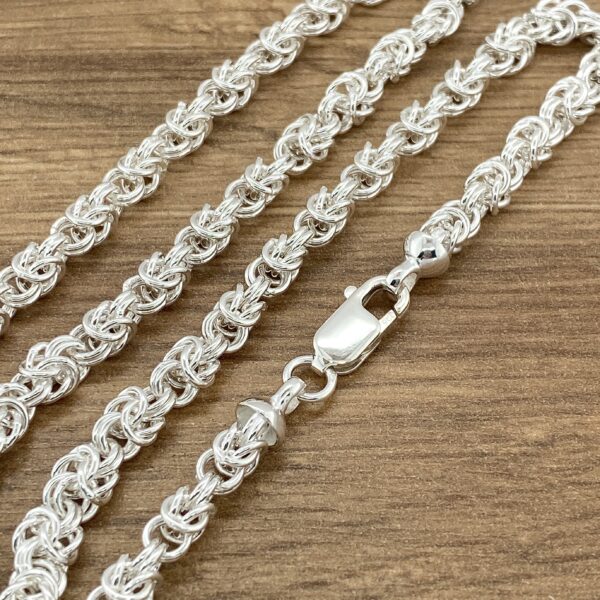 Silver Byzantine chain necklace.