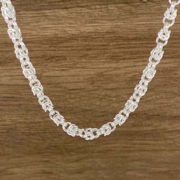 Silver Byzantine chain necklace.