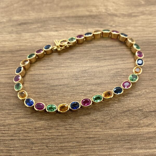 Multicolour Sapphire Collet Set Bracelet