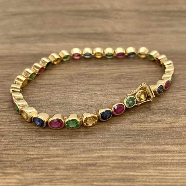 Multicolour Sapphire Collet Set Bracelet - Image 4