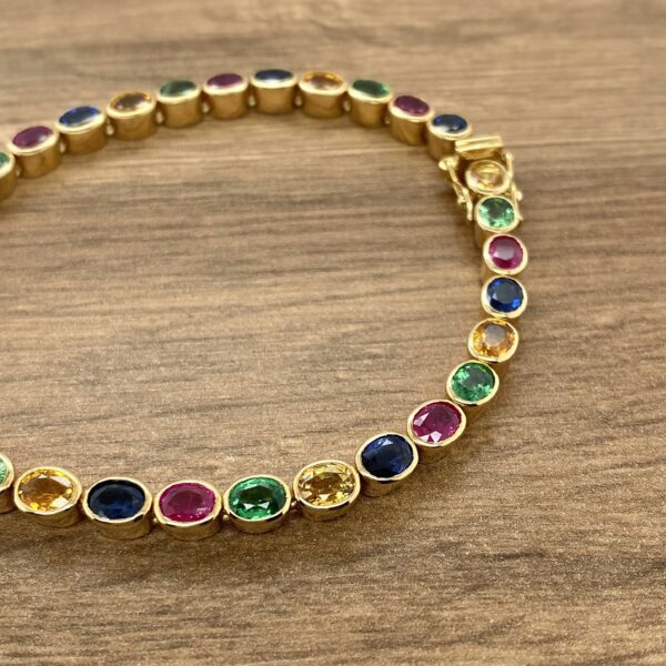 Multicolour Sapphire Collet Set Bracelet - Image 7