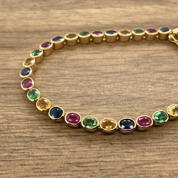 Multicolour Sapphire Collet Set Bracelet - Image 3