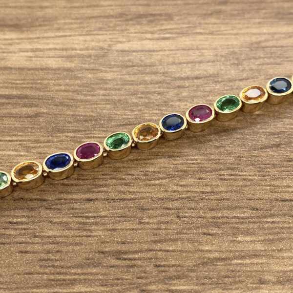 Multicolour Sapphire Collet Set Bracelet - Image 6