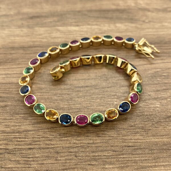 Multicolour Sapphire Collet Set Bracelet - Image 2