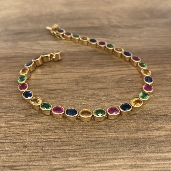 Multicolour Sapphire Collet Set Bracelet - Image 5